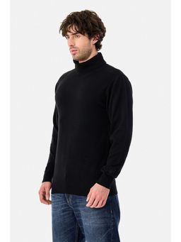 Snitch - Black Solid Full Sleeves Regular Casual Sweater