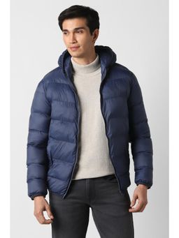 Peter England - Men's Navy Blue Solid Casual Jacket