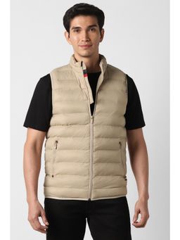 Peter England - Men's Beige Solid Casual Jacket