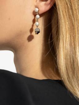Alexander McQueen - Golden Crystal Skull Drop Earings