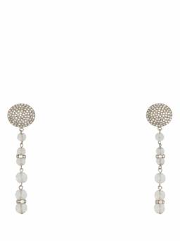Alessandra Rich - Silver Crystal Drop Earrings