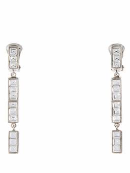 Alessandra Rich - Silver Crystal Drop Earrings