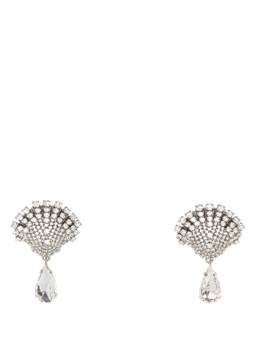 Alessandra Rich - Silver Crystal Drop Earrings