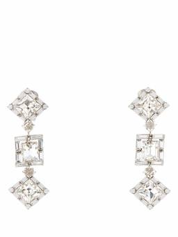 Alessandra Rich - Silver Square Crystal Earrings