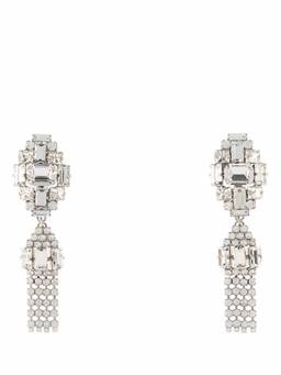 Alessandra Rich - Silver Crystal Drop Earrings