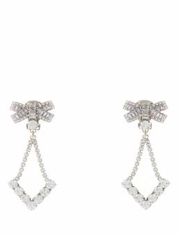 Alessandra Rich - Silver Bow-Pendant Earrings