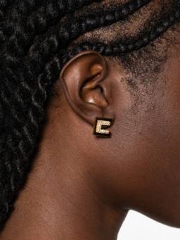 Elisabetta Franchi - Golden Logo Stud Earrings