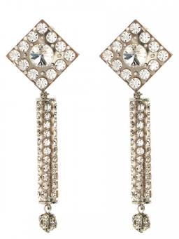 Alessandra Rich - Silver Crystal Earrings