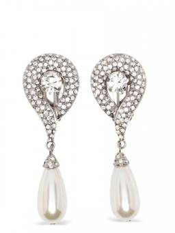 Alessandra Rich - Silver Pearl Drop Earrings