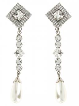 Alessandra Rich - Silver Pendant Drop Earrings