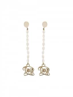 Dsquared2 - White Logo Drop Earrings