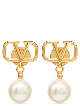 Valentino Garavani - Golden Vlogo Signature Drop Earrings
