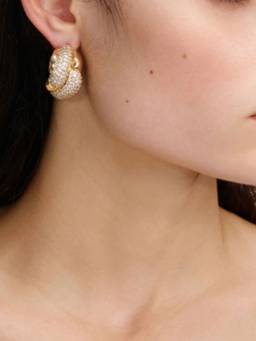 self-portrait - Golden Knot Drop Earrings