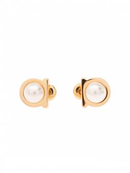 Ferragamo - Gold-Colored Earrings With Gancini