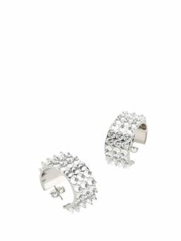 AMINA MUADDI - Silver Embellished Hoopded Earrings