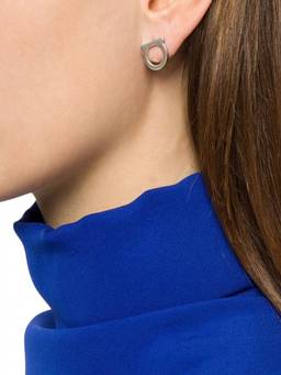 Ferragamo - Silver Gancini Logo Stud Earrings