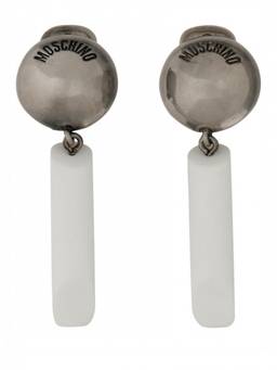 Moschino - White Logo Drop Earrings