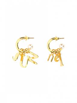 Sunnei - Golden Logo Dangler Earrings