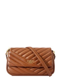 Eske - Summer Cognac Quilted Leather Shoulder Bag for Women