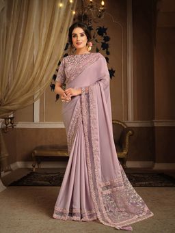 Odette - Onion Pink Silk Georgette Designer Saree with Unstitched Blouse