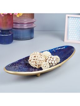 HomeTown - Venice Aluminium Boat Platter 53X20X6 Cm Indigo