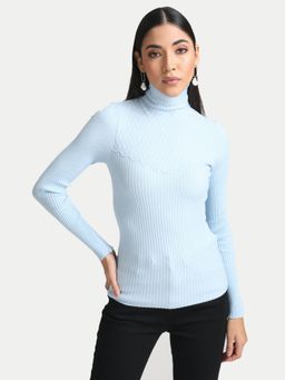 Kazo - Beige Fitted Turtle Neck Pullover