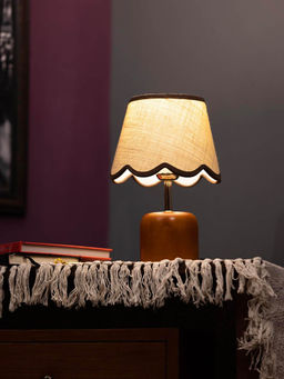 PineCraft International - Aria Table Lamp with Jute Scallop Beige Trim Lampshade