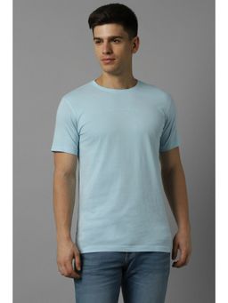Louis Philippe - Men Light Blue Solid Crew Neck T-Shirt