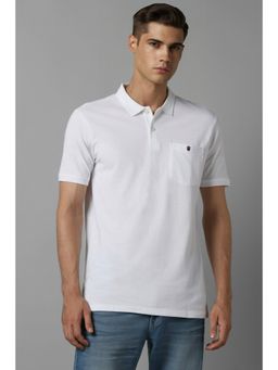 Louis Philippe - Men White Solid Polo Neck T-Shirt
