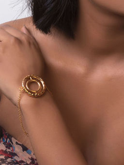 TANN TRIM - Concentric Circle 18 Kt Gold Plated Bracelet for Women