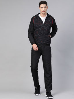 Alcis - Men Black Printed Sports Tracksuit