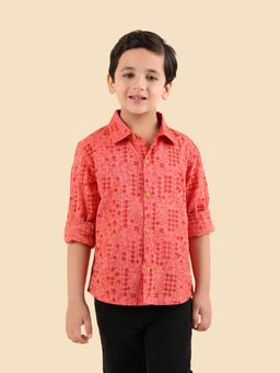 Fabindia - Pink Cotton Printed Shirt