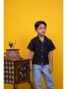 Mamarill - Black Retro Stitch Shirt for boys