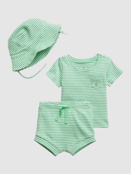 GAP - Kids Green Striped Round Neck Co-Ord Set