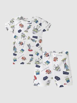 GAP - Boys White Printed Crew Neck Co-Ord Set