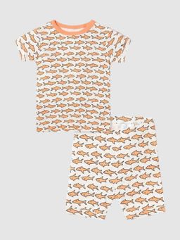 GAP - Boys Off White Printed Crew Neck Co-Ord Set