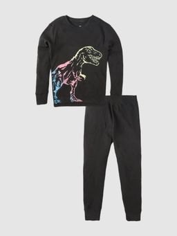 GAP - Boys Black Graphic Round Neck T-shirt & Joggers