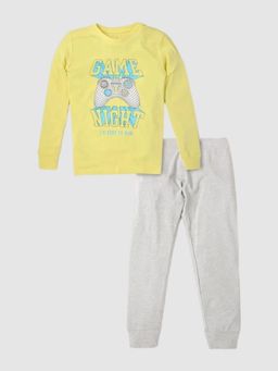 GAP - Boys Yellow Graphic Crew Neck T-shirt with Joggers