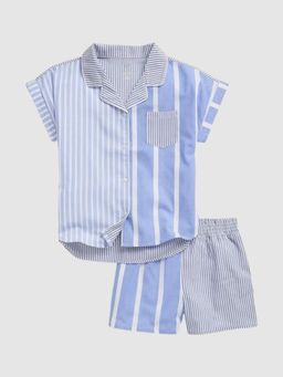GAP - Girls Blue Striped Crew Neck Co-Ord Set