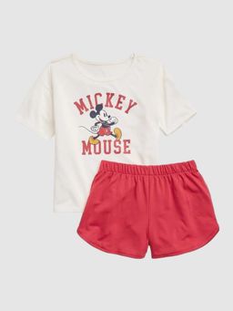 GAP - Girls Off White Graphic Round Neck T-shirt & Shorts