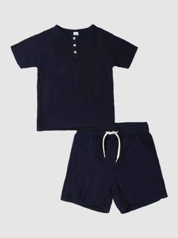 GAP - Boys Navy Blue Henley Neck Co-Ord Set
