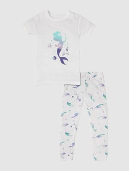 GAP - Girls Off White Printed Round Neck Co-Ord Set
