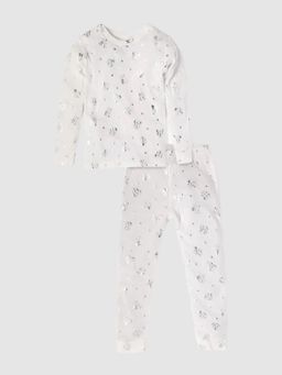 GAP - Boys White Printed Round Neck Co-Ord Set