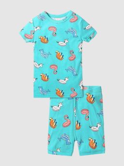 GAP - Girls Blue Printed Round Neck Co-Ord Set