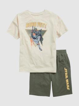 GAP - Boys Beige Graphic Round Neck T-shirt and Shorts