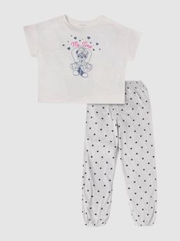 GAP - Girls White Graphic Round Neck T-shirt with Joggers