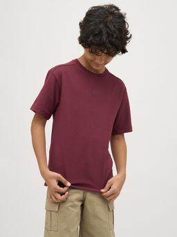 Jack & Jones Junior - Boys Maroon Solid T-shirt