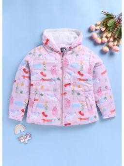 Toonyport - Girls Pink Printed Puffer Jackets