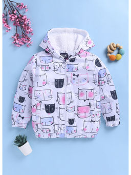 Toonyport - Girls White Printed Puffer Jackets