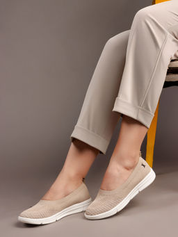 Carlton London - Patterned Comfort Casual Ballerinas Beige